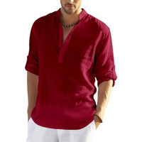 Bellstone Men's Cotton Blend Solid Regular Shirt (Kurta1601_Maroon_L