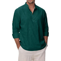 Royalscout Men's Cotton Polyester Blend Solid Regular Fit Full Sleeve Short Kurta Green
