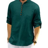 Royalscout Men's Cotton Polyester Blend Solid Regular Fit Full Sleeve Short Kurta Green