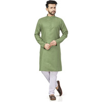 Be Active 100% Cotton Stylish Trendy Solid Pattern Full Sleeve Comfortable Men's Kurta Pyjama Set Gives Rich Look Rfsk0001_31_Set_L Light Green