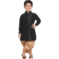 Jbn Creation Boys' Black And Rose Gold Silk Blend Kurta And Dhoti Pant Set (Vasbuk001Blncdrg, For 4-5 Years)