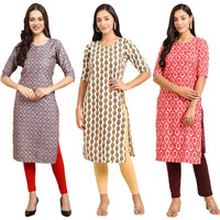 Pinkmint Women's Crepe Digital Print Straight Kurta [Pack Of 3] (Ckk-372-352-346-Xxl)