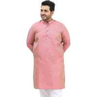 Sojanya Plus (Since 1958) Men's Silk Blend Pink Self Design Only Long Kurta