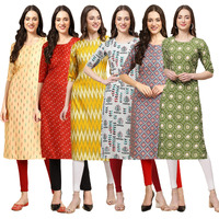 Pinkmint Women's Crepe Digital Print Straight Kurta(Pack Of 6)[Qv-360-370-329-340-372-338-Xxl]