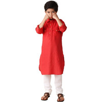 Fabindia Boy's Cotton Dobby Regular Kurta (102863002_Deepred_2 3 Years)