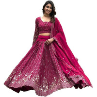 Fashion Basket Heavy Faux Georgette Sequence Embroidered Lehnga Choli With Dupatta For Women's-Pink
