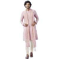 Kisah Mens Duppatta, Cotton Blend Woven Design Pink Duppatta For Men, Free Size