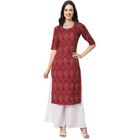 Pinkmint Women's Crepe Maroon Color Bandhani Printed Straight Kurti[Nb-530374-Xxl]