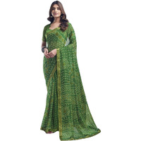 Shiv Textiles Women's Chiffon Bandhani Printed & Lace Border Saree(Sat-545S-107)