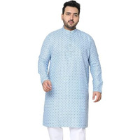 Sojanya Plus (Since 1958) Men's Cotton Linen Blue Foil Printed Only Long Kurta