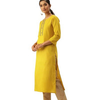 Varanga Mustard And Pink Printed Strap Kurta