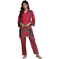 Varanga Women Multicolor Printed Shirt Collar Embellished Co-Ord-Set