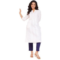 Fabindia Women's Cotton Solid Regular Kurta (1037275White_White
