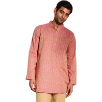 Fabindia Men's Cotton Dobby Regular Short Kurta (1038371Purple_Purple