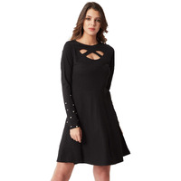 Miss Chase Women's Cotton Cut-Out Dress(Mcaw18D10-89-62-02,Black,X-Small)