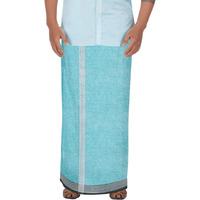 Prakasam Cotton Mens Cotton Single Multi Colour (1.28X2.00 Mtrs) Dhoti - Stripes Border (Green)