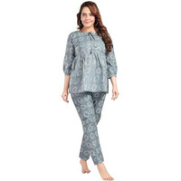 Fabme Women's Motifs Print Grey Co-Ord Set