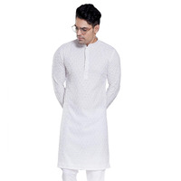 Divisive Men's Sequince Embroidered Cotton Blend Only Slim Fit Kurta (Dkrt106_Xl_White)