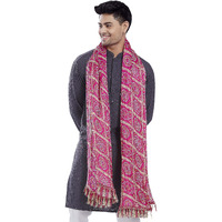 Divisive Men's Printed Art Silk Bandhani Dupatta/Stole(Ddp2_Pink)