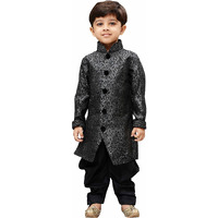 Jbn Creation Boys Silk Blend Grey Sherwani And Patiala Dhoti Set - Elegance Redefined For Kids | Indo Style Sherwani With Cowl Style Patiala Dhoti Pant Set_Vasbsw122_24