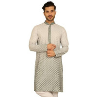 Jompers Men's Sequins Embroider Kurtas (Pista, L)
