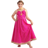 Pspeaches Girl's Silk Blend Regular Kurta Set (Ks-Magentazaribooti-6-7Y_Magenta