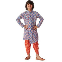 Pspeaches Boys Floral Printed Regular Kurta With Dhoti Pants (14-15Years)
