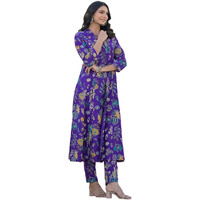 Stylum Women's Floral Printed Rayon Co-Ord Set (Csnainavoil44_Purple, Xxl)