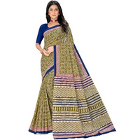 Tamaira Fashion Women's Hand Block Printed Pure Cotton Mulmul Saree Without Blouse Piece(2506_Mehendi)
