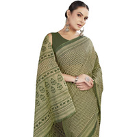 Tamaira Fashion Women's Floral Butti Printed Pure Cotton Mulmul Saree Without Blouse Piece(Ab42_Beige&Sagegreen)