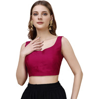 Womanista Women's Taffeta Solid Sleeveless Regular Fit Sequinned Blouse (Bl_41_Pink Xl)