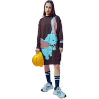 Bewakoof Heavy Duty 1.0 Official Disney Merchandise Women's Graphic Print Oversized Fit Dress_614100_Brown_Xl