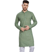 Divisive Men's Thread Embroidered Cotton Blend Only Slim Fit Kurta (Dkrt790_S_Pista)