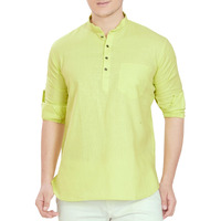 Divisive Men's Pure Cotton Relaxed Fit Short Kurta (Dkrt251_M_Lemon)