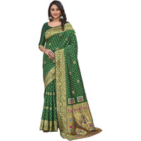 Glory Sarees Womens Banarasi Silk Saree With Blouse Piece (Paithani_Saree102_Green)
