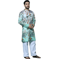 Greciilooks Men's Cotton Solid Regular Fit Kurta Set (Gl-M154&Mp105_Pistachio Green_M)