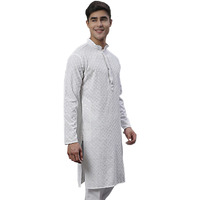 Jompers Men's Chikankari Embroidered And Sequence Kurtas Only (White, Xxl)