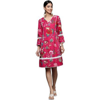 Varanga Women Fuchsia Printed Shirt Dress.