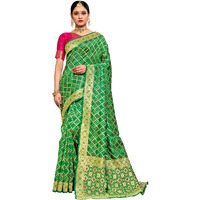 Glory Sarees Womens Bandhani Banarasi Silk Saree With Blouse Piece (Gs_Bandhani_Silk104_Green)