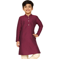 Kisah Kid's Cotton Full Sleeves Regular Fit Knee Length Solid Margenta Kurta (9-10Y) Magenta