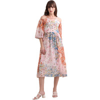 Purvaja Womens Fit & Flare Below Knee Length Dress (Floe-034_Multi_X-Large) Multicolour
