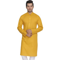 Lymio Men Kurta || Kurta For Men || Men's Cotton Blend Kurta || Long Slevee Kurta (Men-Kurta) (S, Yellow)