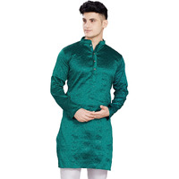 Divisive Men's Jequard Embroidered Art Silk Slim Fit Only Kurta (Dkrt427_L_Turquoise)