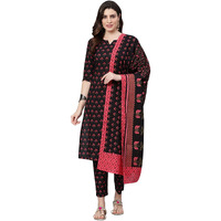 Idalia Black Printed Kurta Set With Dupatta