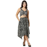 Oomph! Crepe Top And Skirt Set For Women, Black - Coord_Mt841Msk173