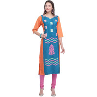 Pinkmint Women's Crepe Regular Kurta (530102_Blue_Xxx-Large)