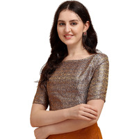 Oomph! Women's Indian Ethnic Wear Designer Zari Work Boat Neck Half Sleeve Cloud Grey Color Blouse For Saree Or Lehnga And Palazzos Or Skirts For A Fusion Twist.