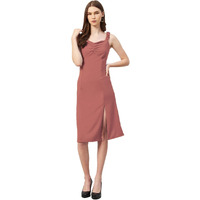 Rare Women Casual Peach Colour Knee Length Solid Dress