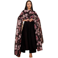 Toochki Women's Black Rayon Fit & Flared Ethnic Kurta Set For Women | Cotton Salwar Suit Set For Womens | Kurti Set With Dupatta | Floral Dupatta | Long Kurtas Set | Black Kurtas