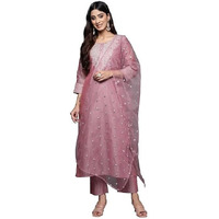 Varanga Women's Chanderi Silk Kurta Set (Frl_Var2205188_2205189_Mauve